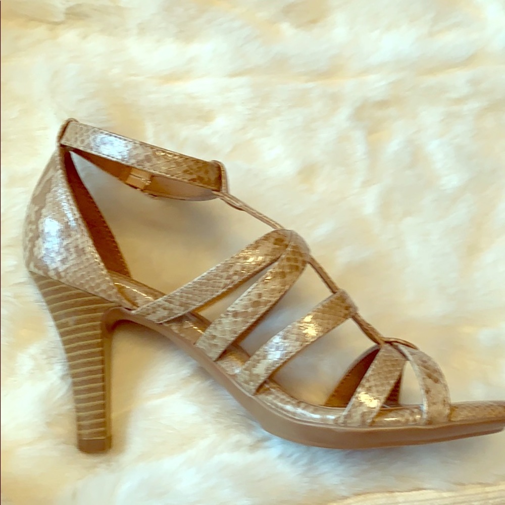 EuroSoft Tan Snake print Heels